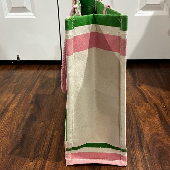 Pickleballer Tote Bag - Pink & Green Canvas Shopper - Picture 4 of 7